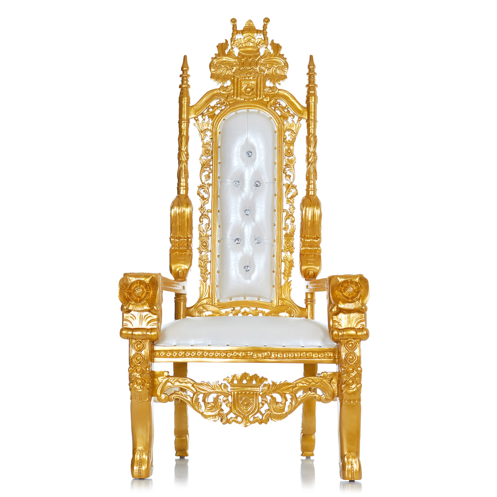 "King David" Flower Throne Chair - White / Gold