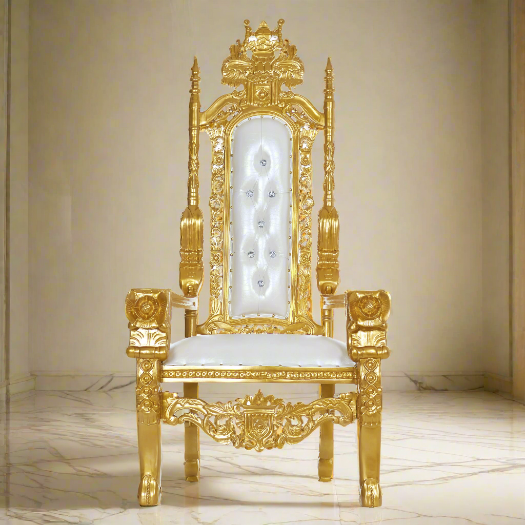 "King David" Flower Throne Chair - White / Gold