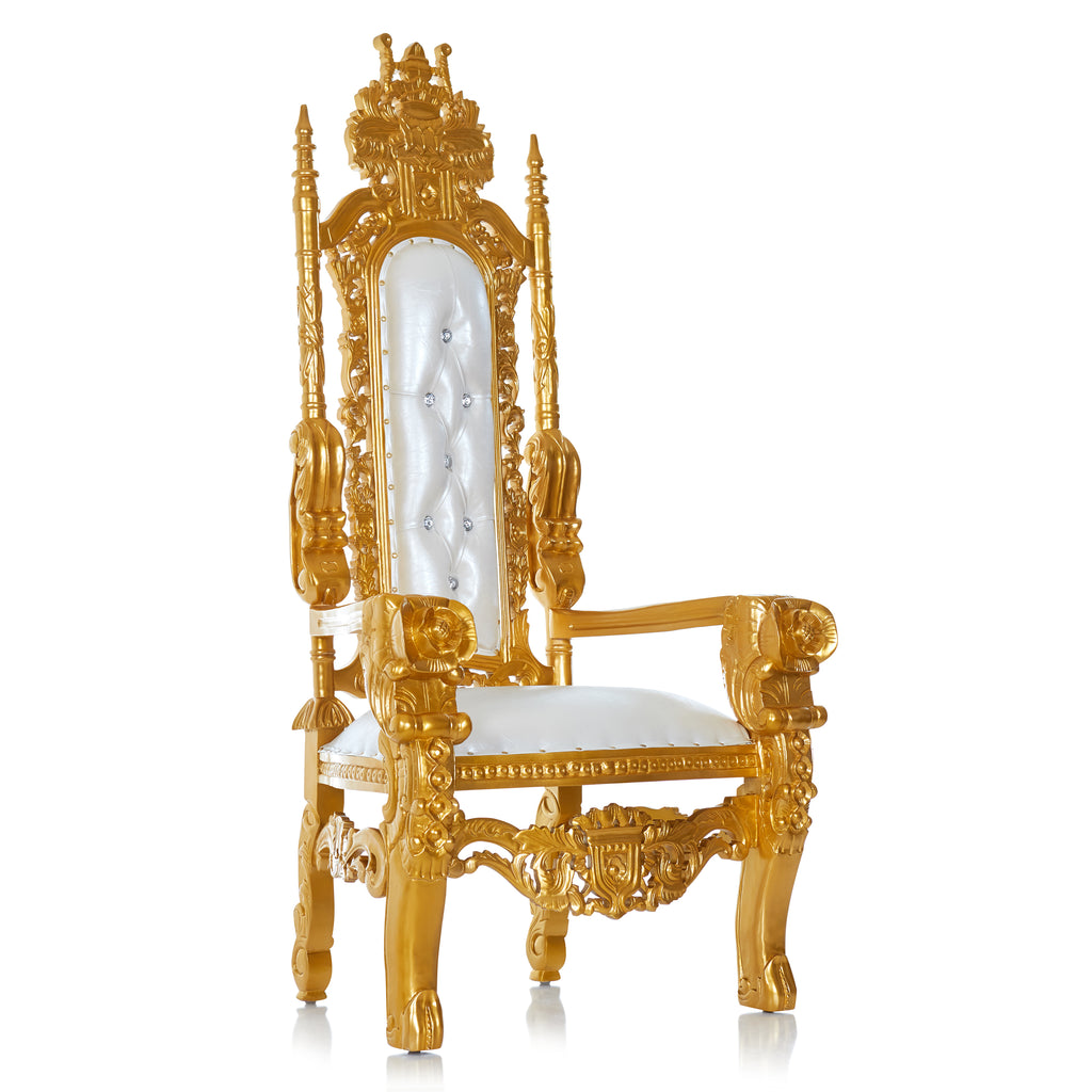 "King David" Flower Throne Chair - White / Gold