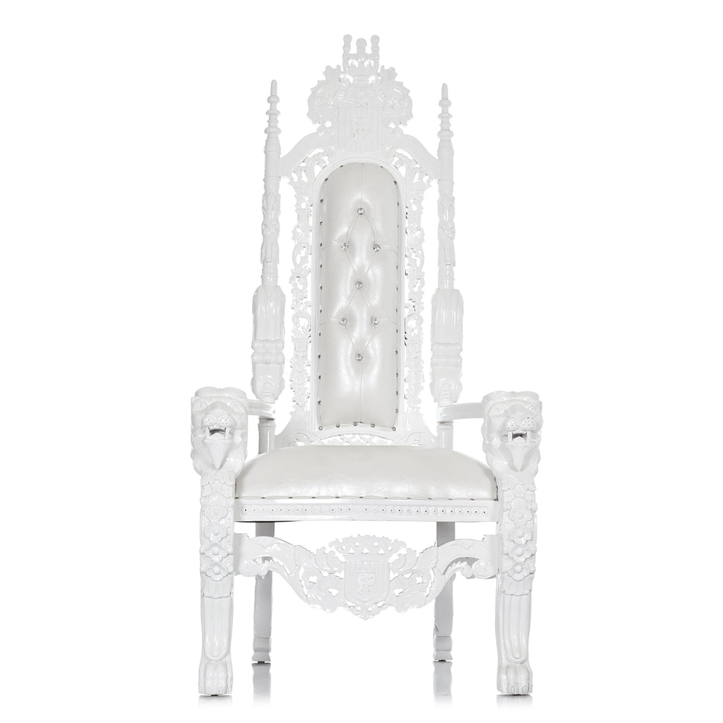 "King David" Lion Throne Chair - White / White