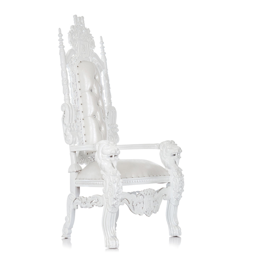 "King David" Lion Throne Chair - White / White