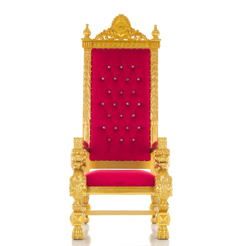 "King Kong" 88" Throne Chair - Red Velvet / Gold