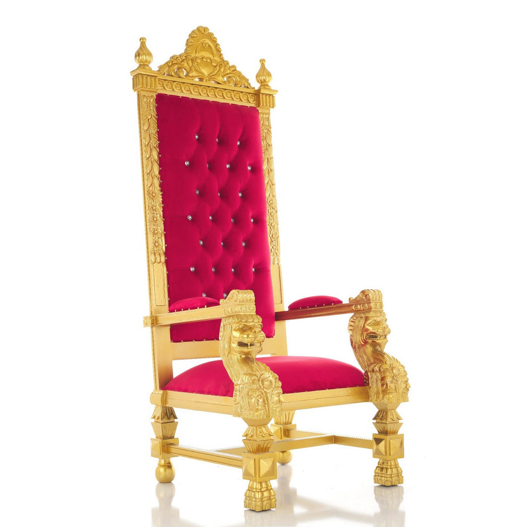 "King Kong" 88" Throne Chair - Red Velvet / Gold