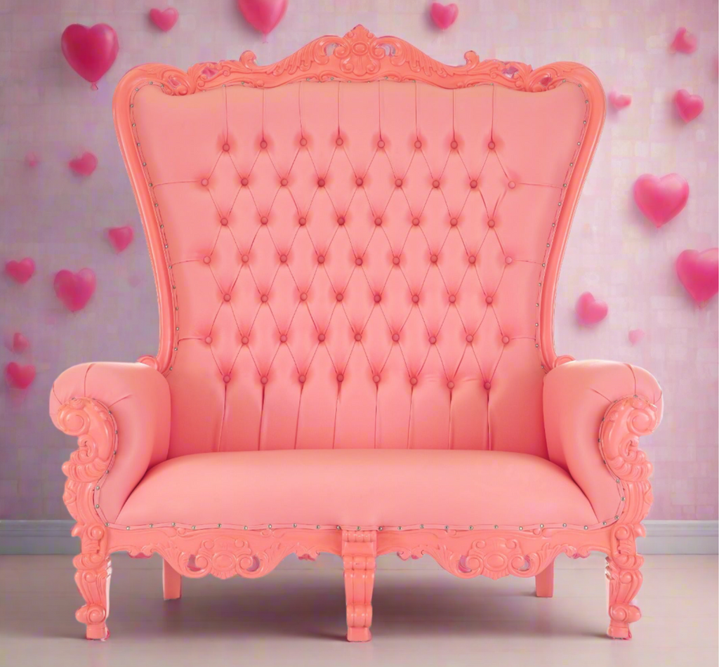"Queen Tiffany" Love Seat - Baby Pink / Baby Pink