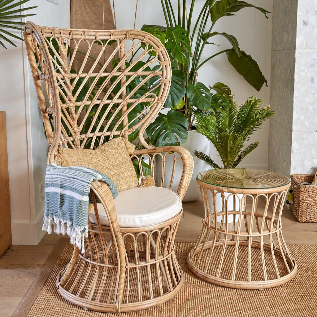 "Rosemary" Rattan Accent Chair - Natural