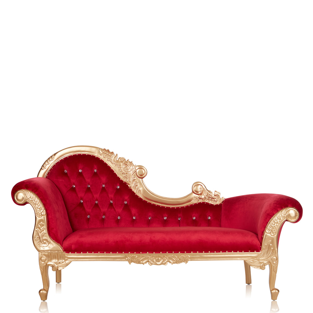 "Cleopatra" Royal Chaise Lounge - Red Velvet / Gold