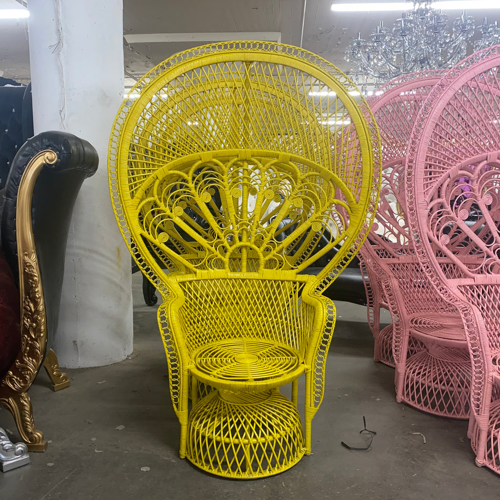 "Delila" 70" Rattan Peacock Chair - Yellow