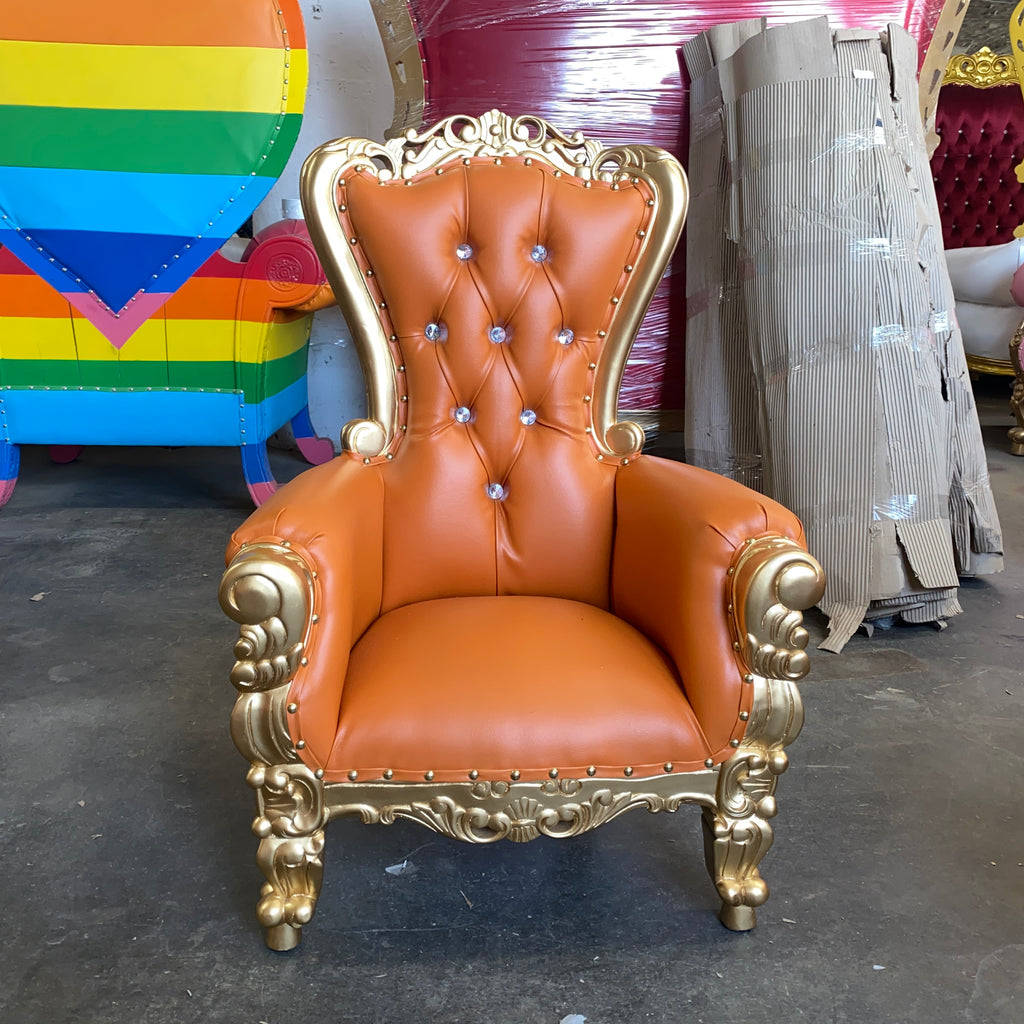 "Mini Tiffany 36" Kids Throne Chair - Orange / Gold