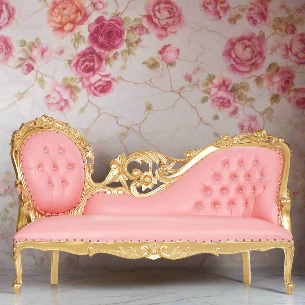 "Queen Natalia" Royal Chaise Lounge - Pink / Gold