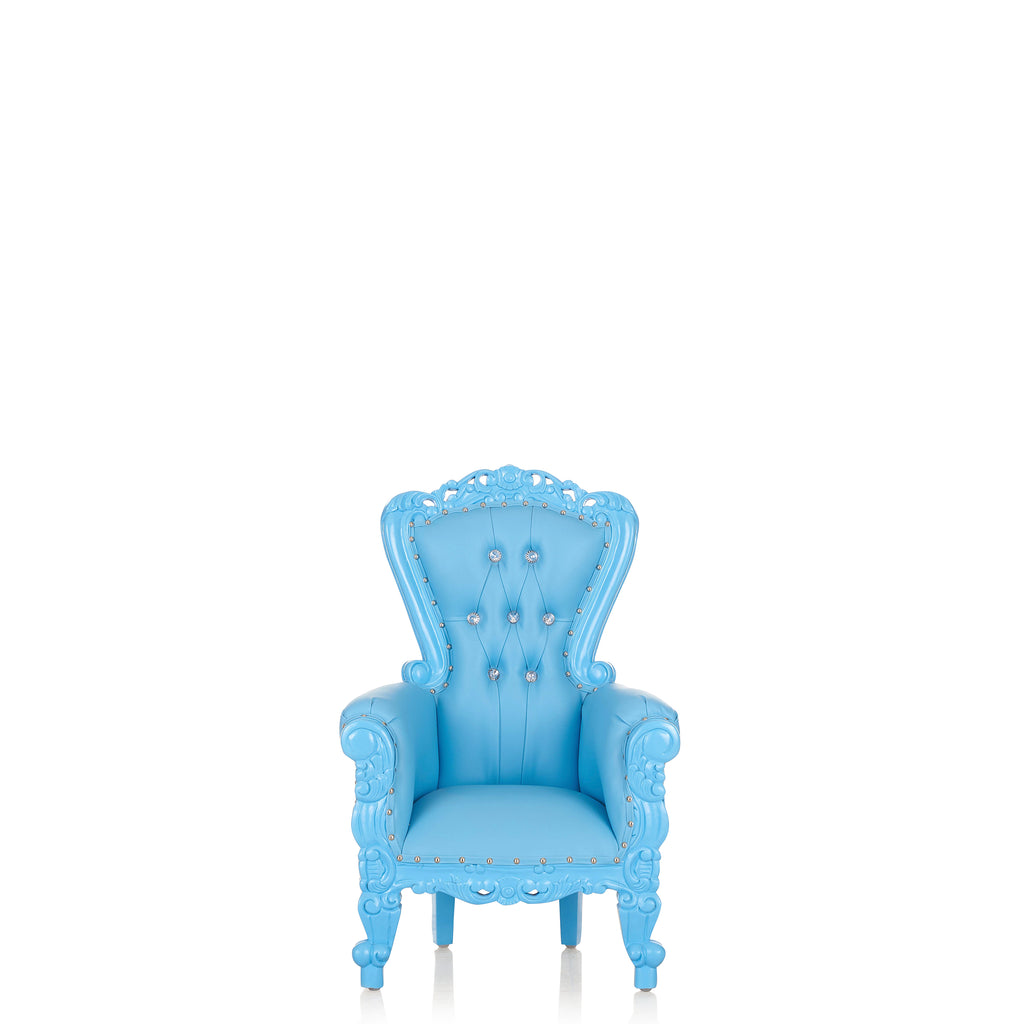 “Mini Tiffany 33" Kids Throne Chair - Light Blue  / Light Blue