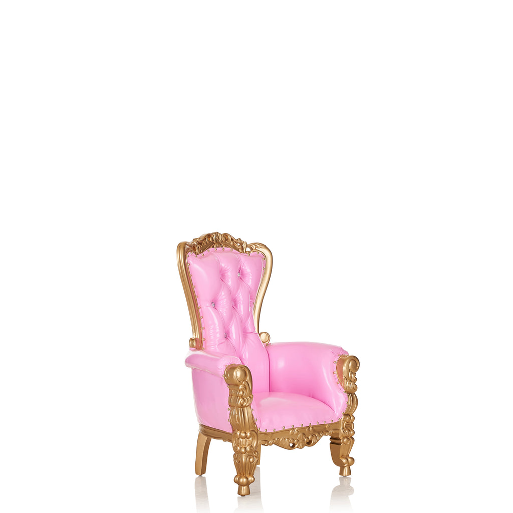 "Mini Tiffany 33" Kids Throne Chair - Glossy Pink / Gold