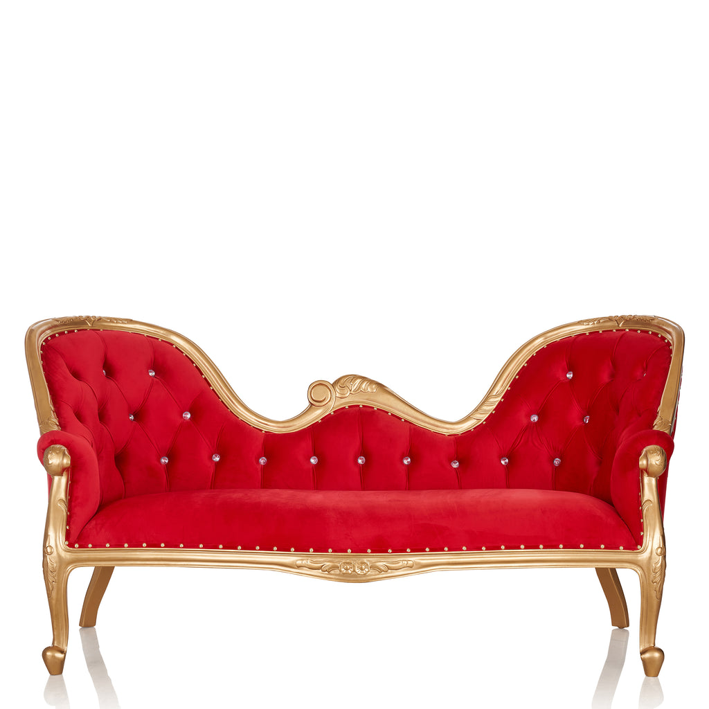 "Monaco" Royal Chaise Lounge - Red Velvet / Gold