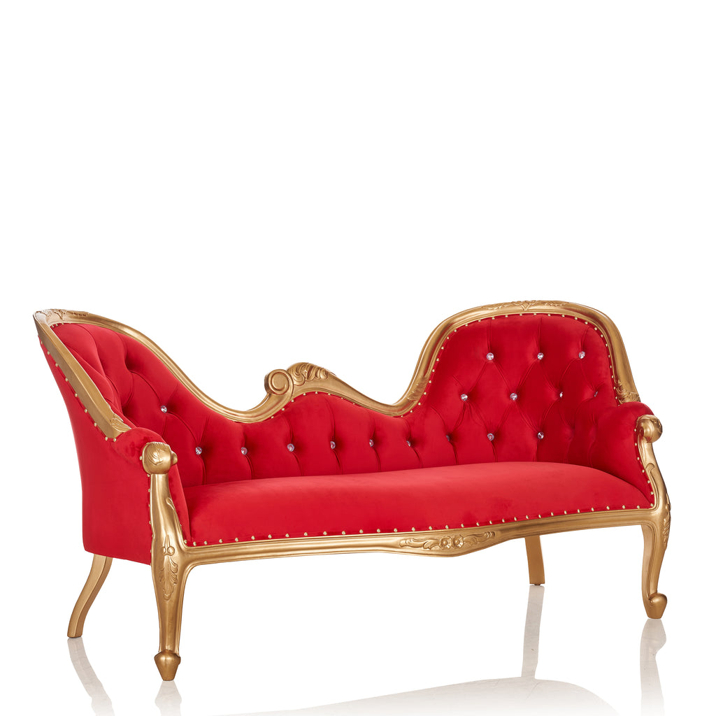 "Monaco" Royal Chaise Lounge - Red Velvet / Gold