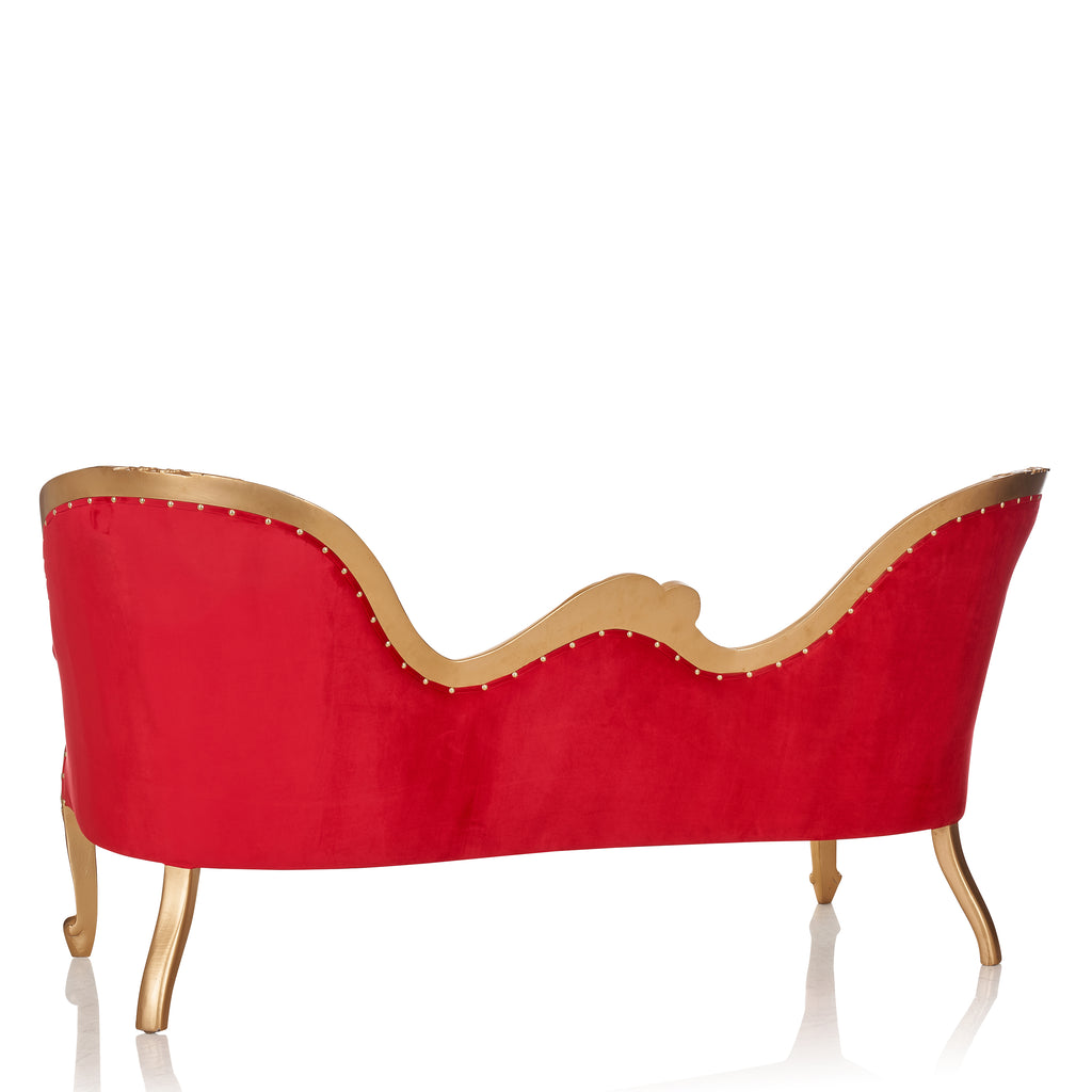 "Monaco" Royal Chaise Lounge - Red Velvet / Gold