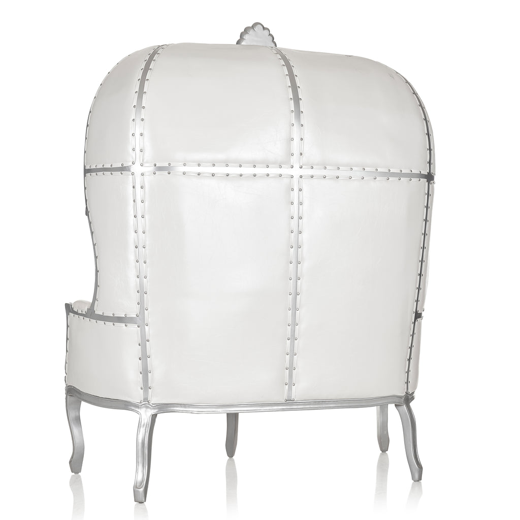 "Hooded Canopy" Love Seat Throne - White / Silver