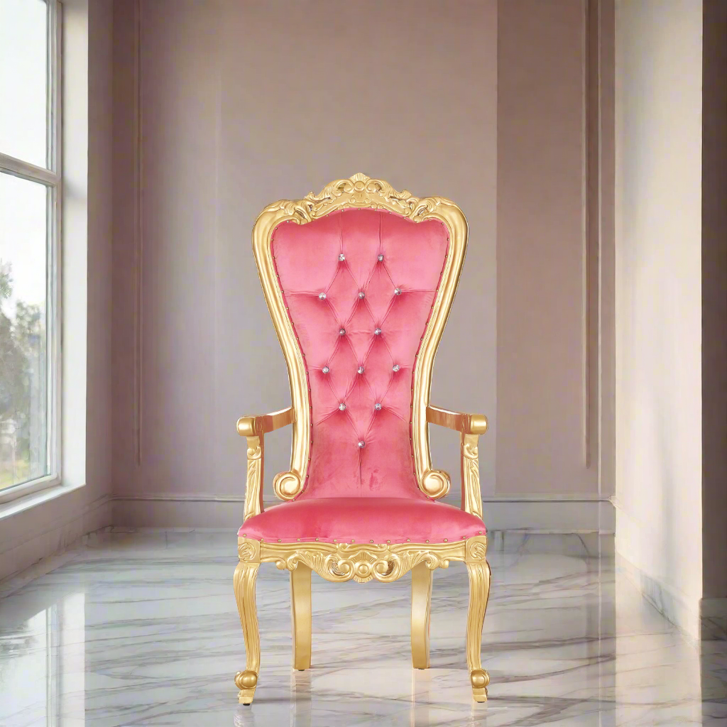 "Valentina" Accent Arm Chair - Hot Pink / Gold