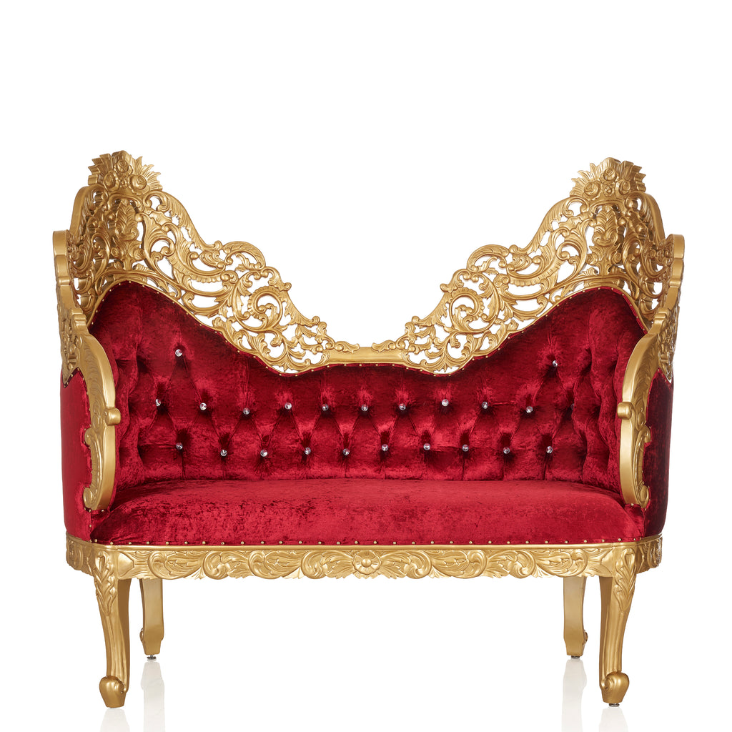 "Queen Marina" Royal Chaise Lounge - Red Velvet / Gold