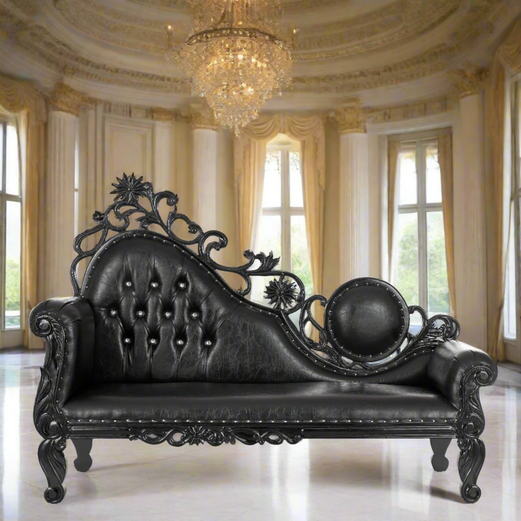 "Vanessa" Royal Chaise Lounge - Black / Black