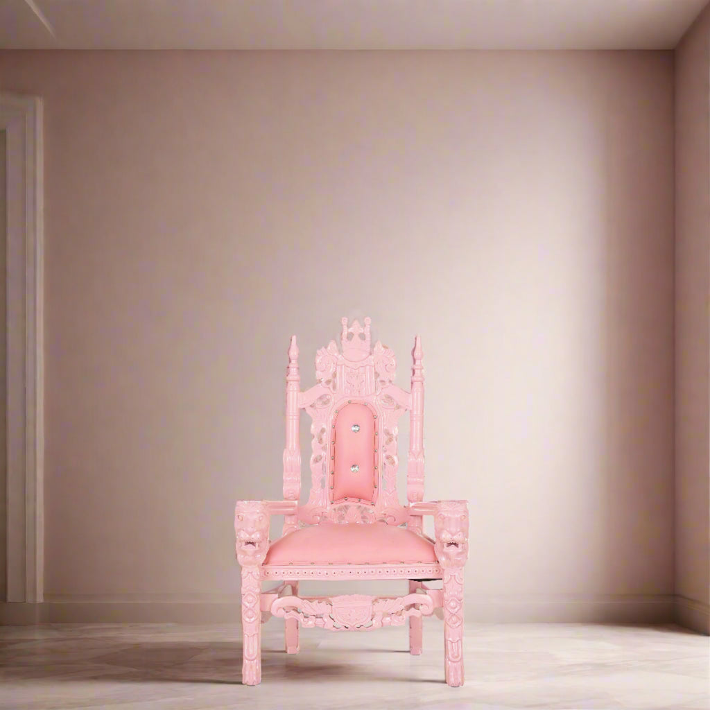 "Mini King David" Lion Throne Chair - Light Pink / Light Pink