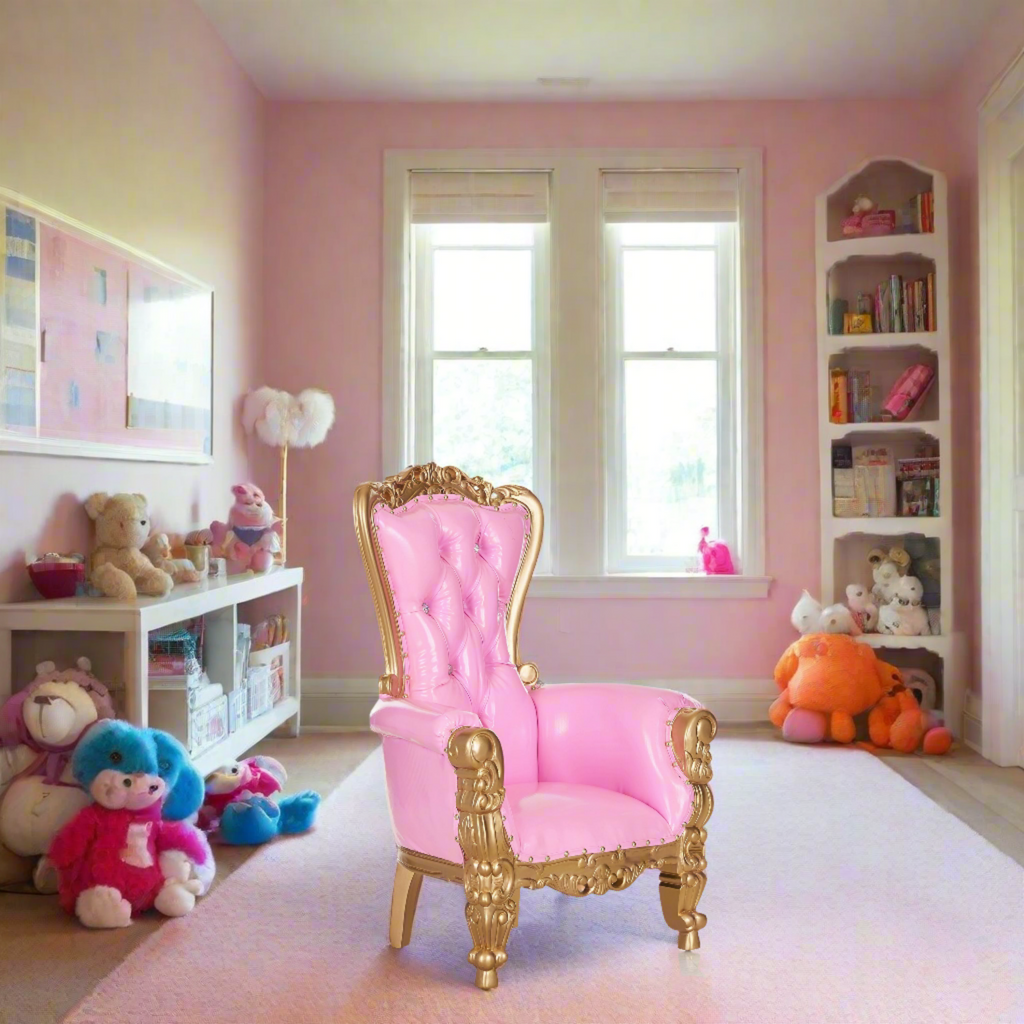 Mini Tiffany 33 Kids Throne Chair Glossy Pink Gold