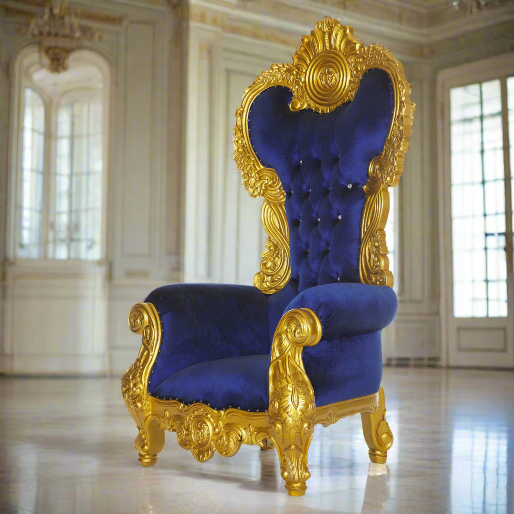"Medusa" Throne Chair - Blue Velvet / Gold