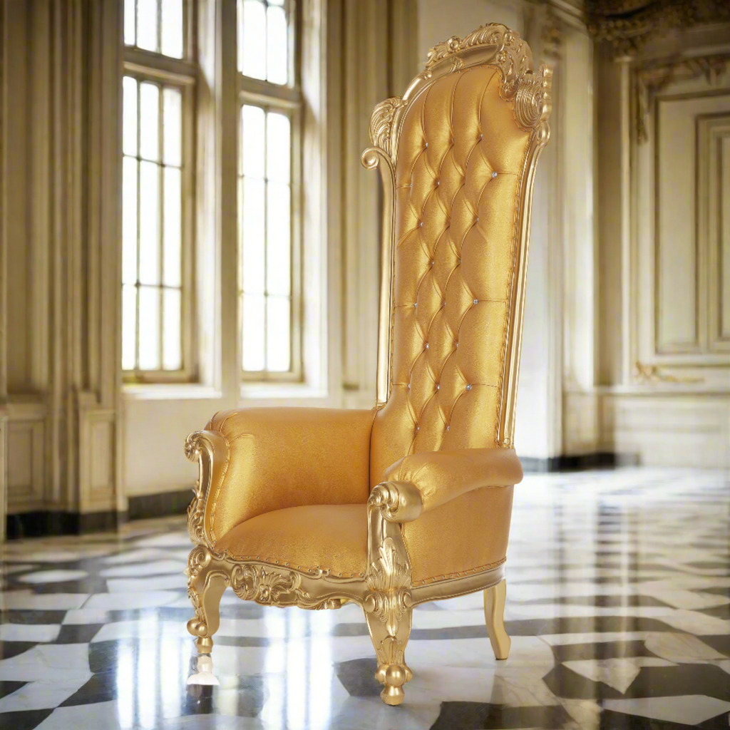 "Stellara" Throne Chair - Gold / Gold