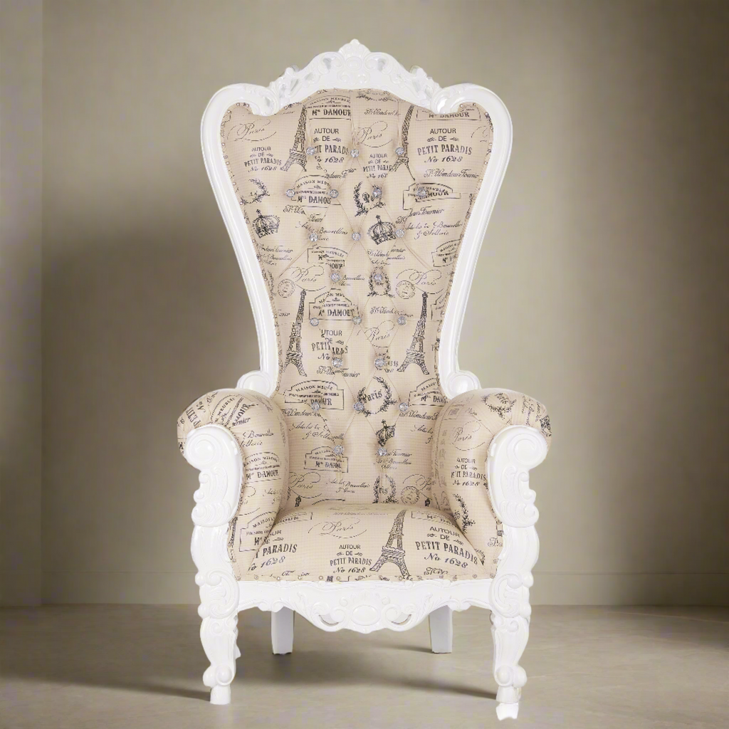 "Queen Tiffany" Throne Chair - Parisian Edition / White