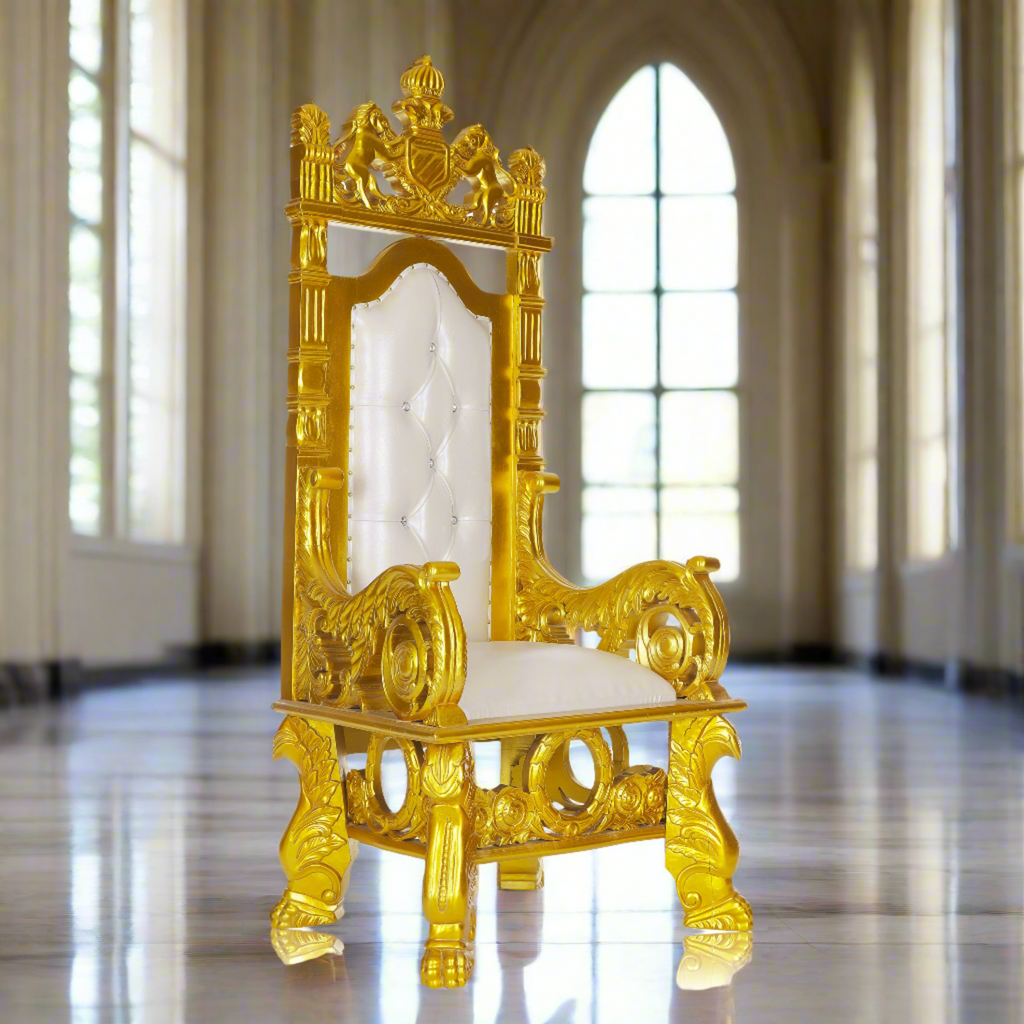 "King Stephen" Throne Chair - White / Gold