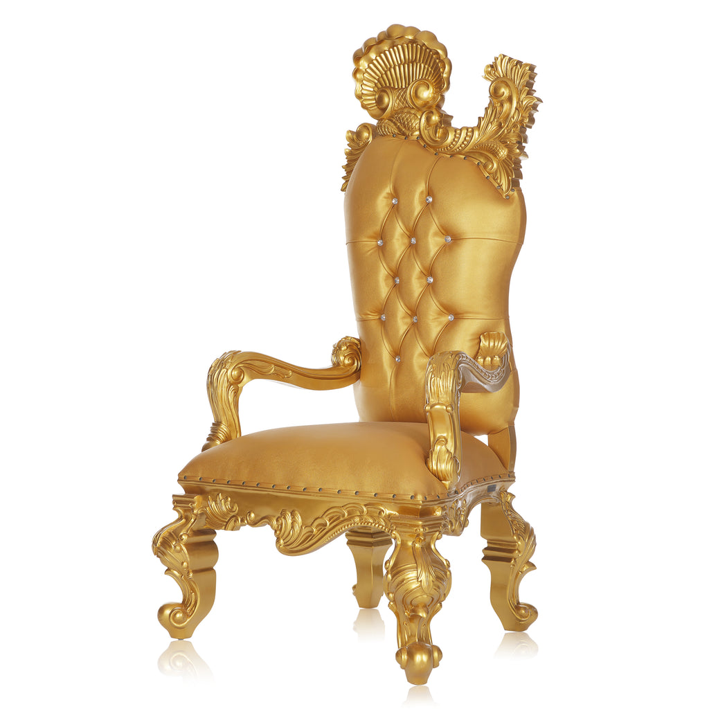 "Leandra" Royal Throne Chair - Gold / Gold