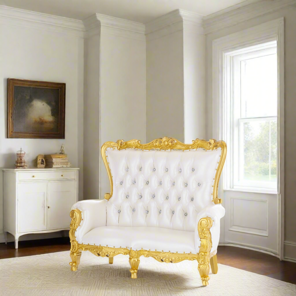 "Mini Tiffany" Children's Love Seat - White / Gold