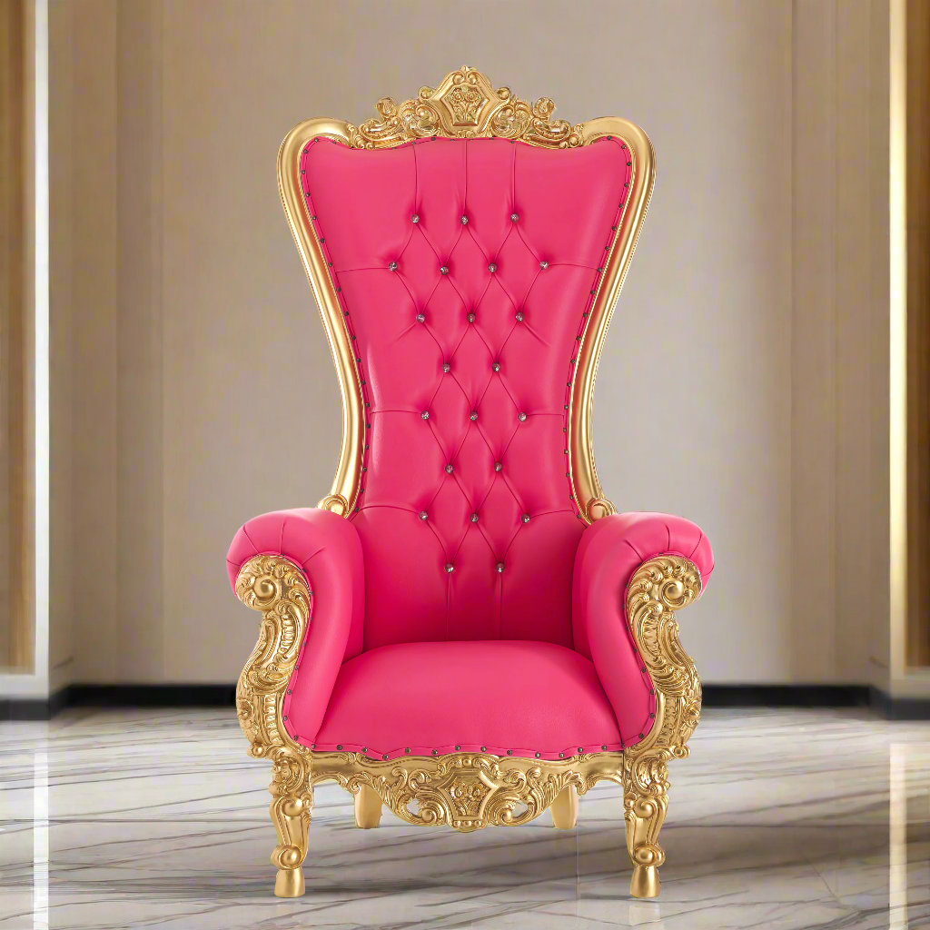 "Queen Tiffany" Throne Chair - Hot Pink / Gold