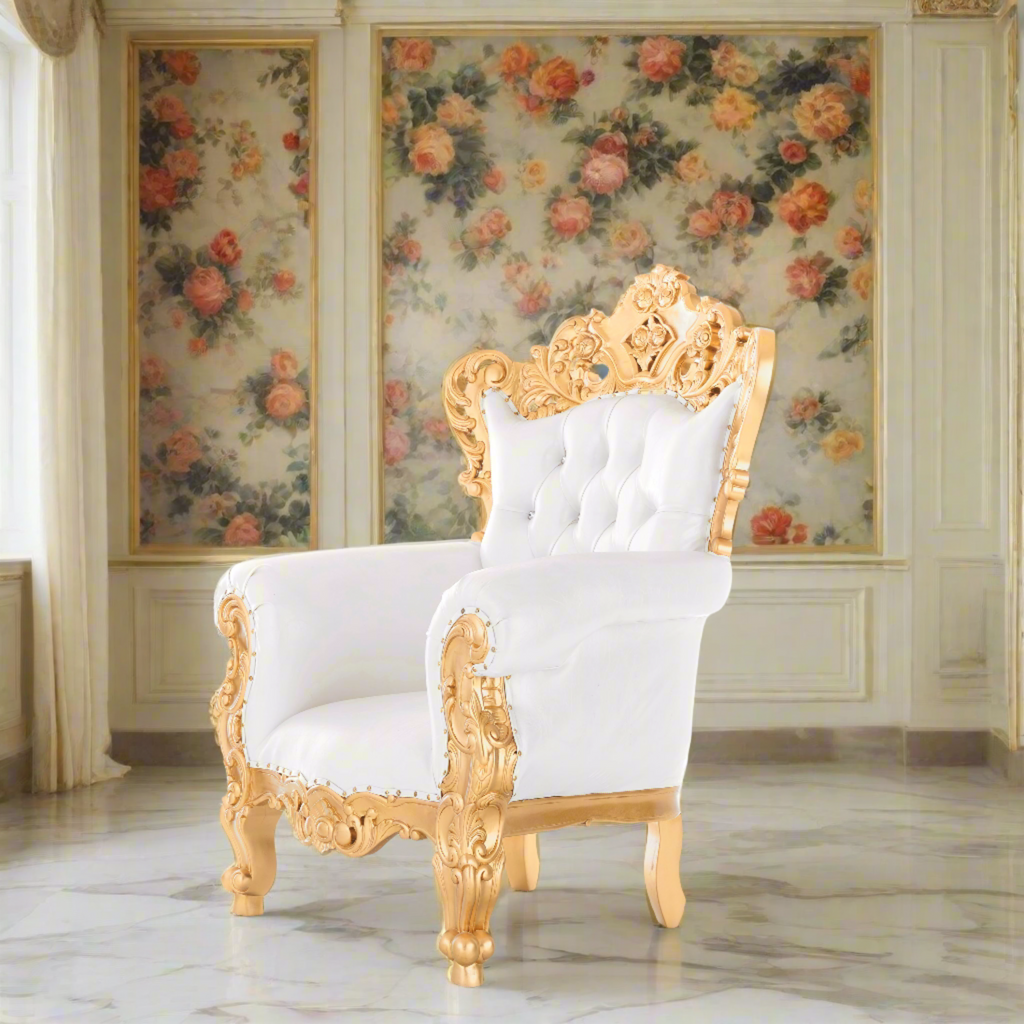 "Lidia" 52" Royal Sofa - White / Gold