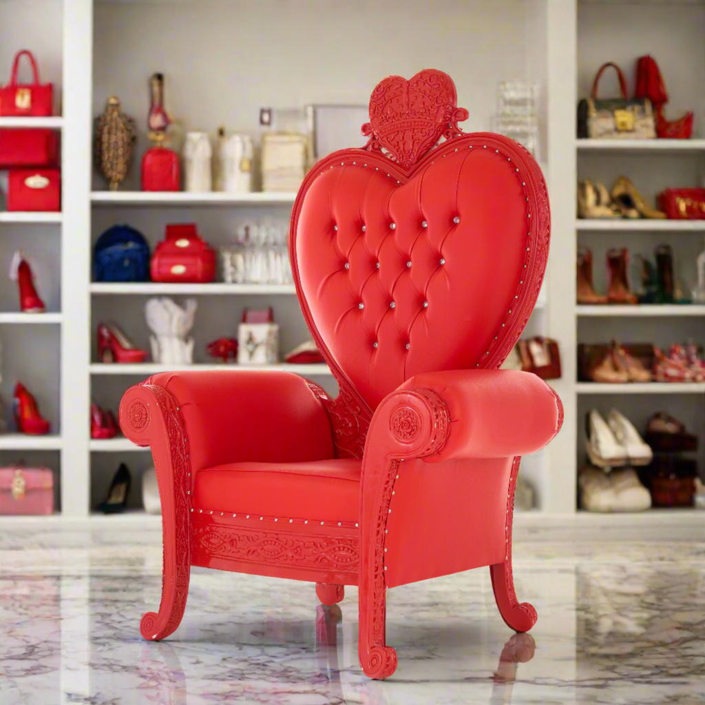"Royal Valentine" Party Throne Chair - Red / Red