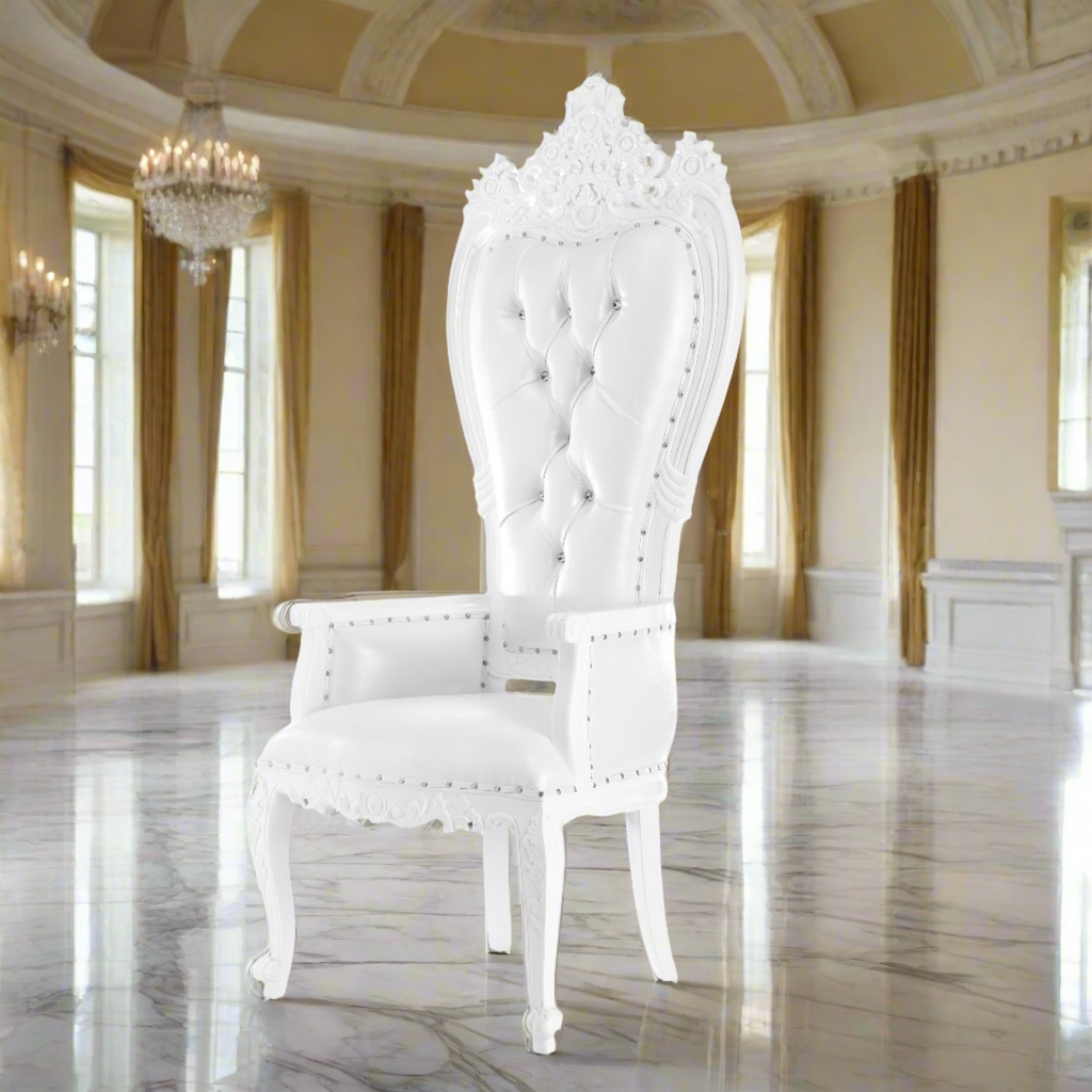 "Giovanni" Royal Throne Chair - White / White