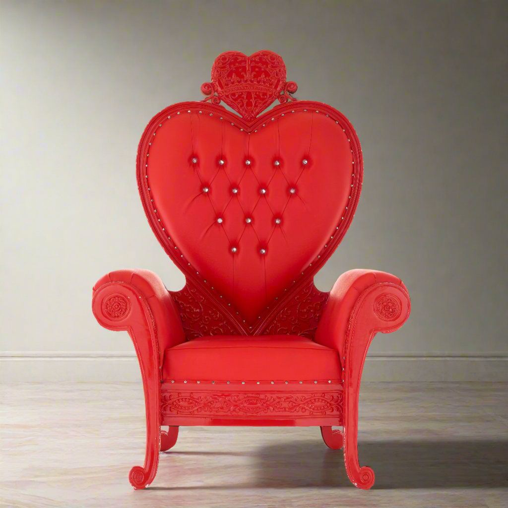"Royal Valentine" Party Throne Chair - Red / Red