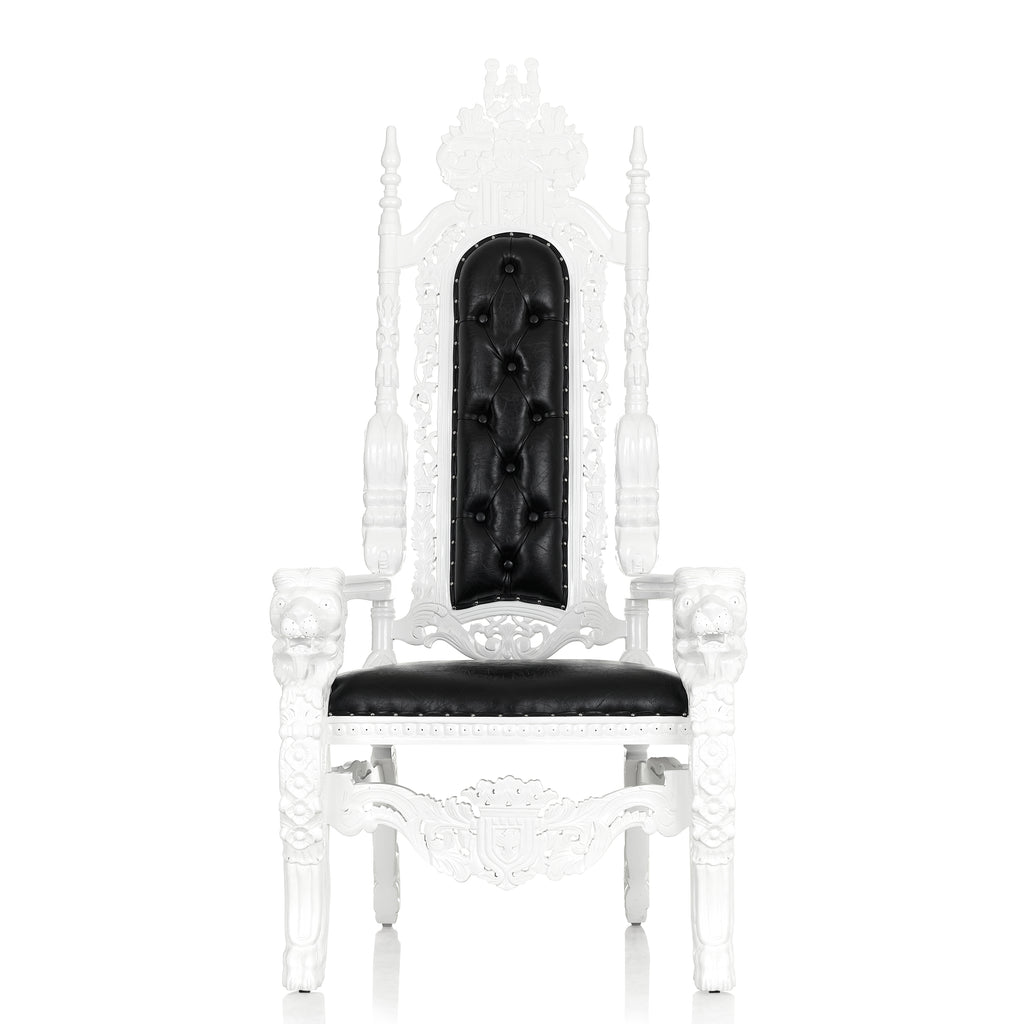 "King David" Lion Throne Chair - Black / White