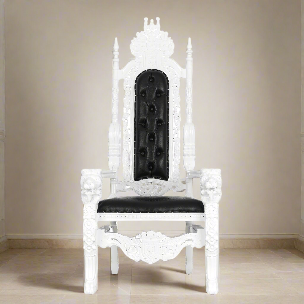 "King David" Lion Throne Chair - Black / White