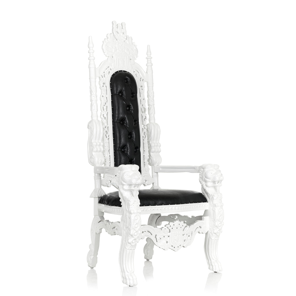 "King David" Lion Throne Chair - Black / White