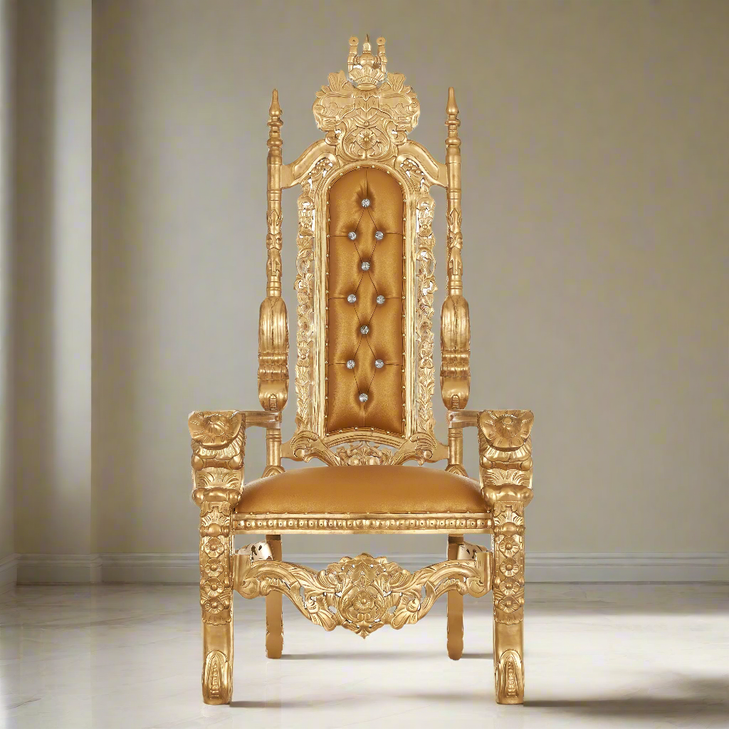 "King David" Flower Throne Chair - Gold / Gold