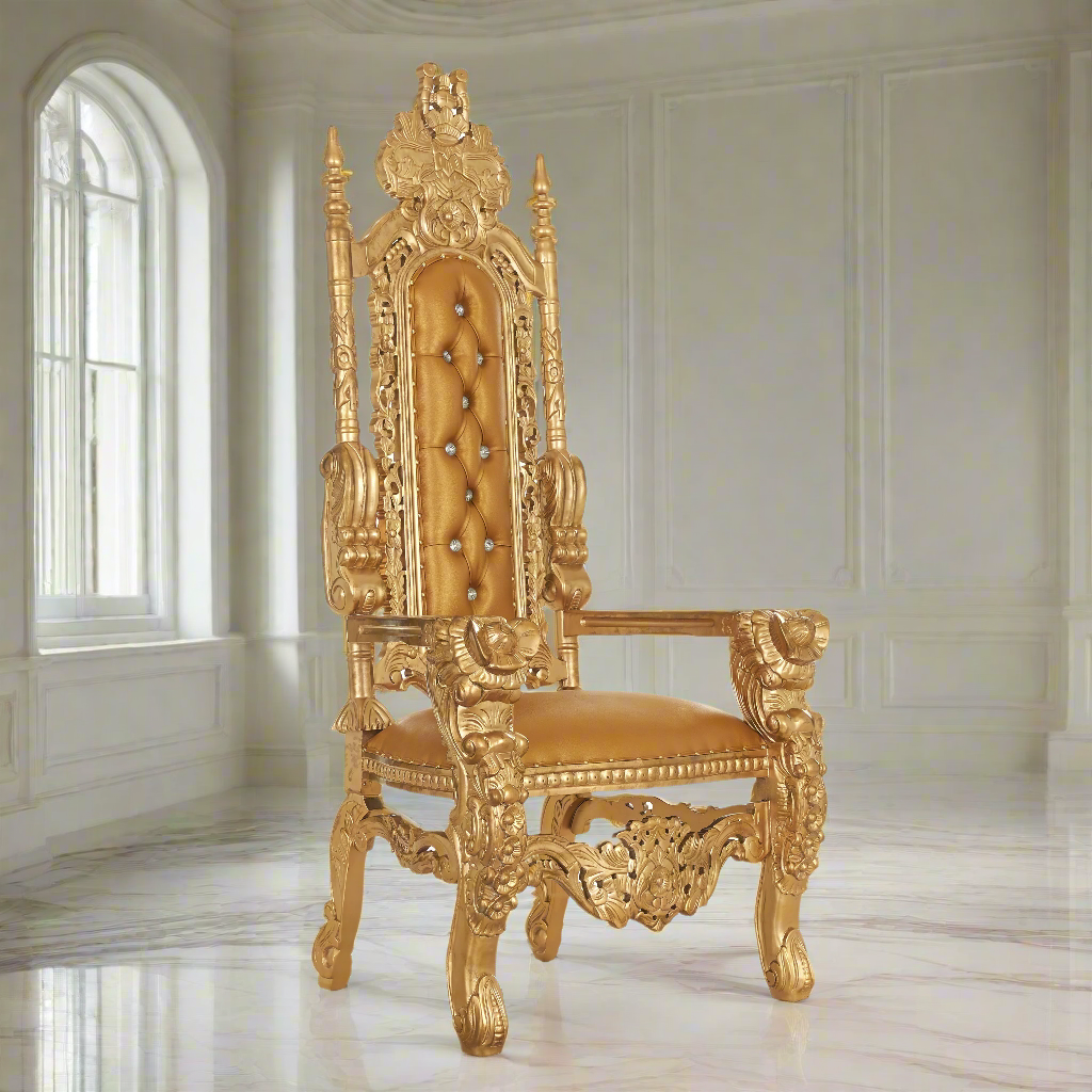 "King David" Flower Throne Chair - Gold / Gold