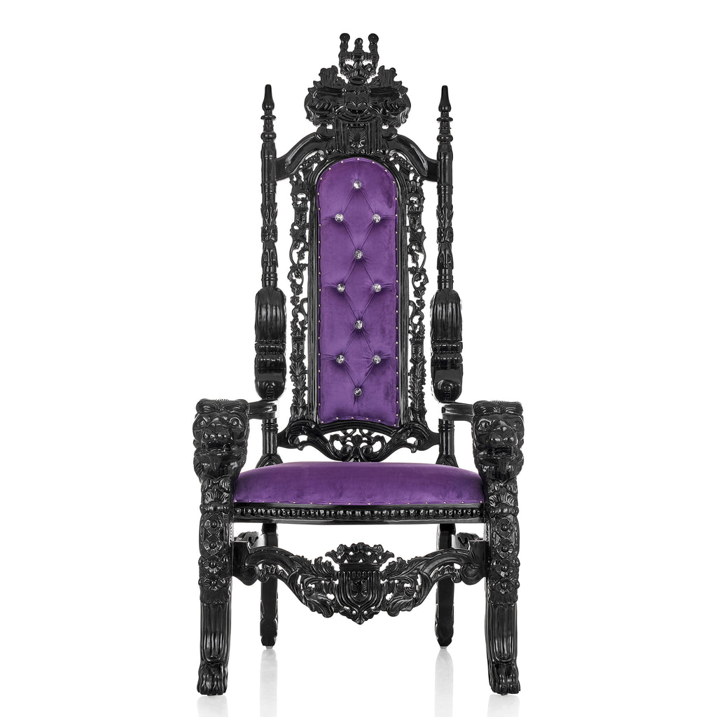 "King David" Lion Throne Chair - Purple Velvet / Black