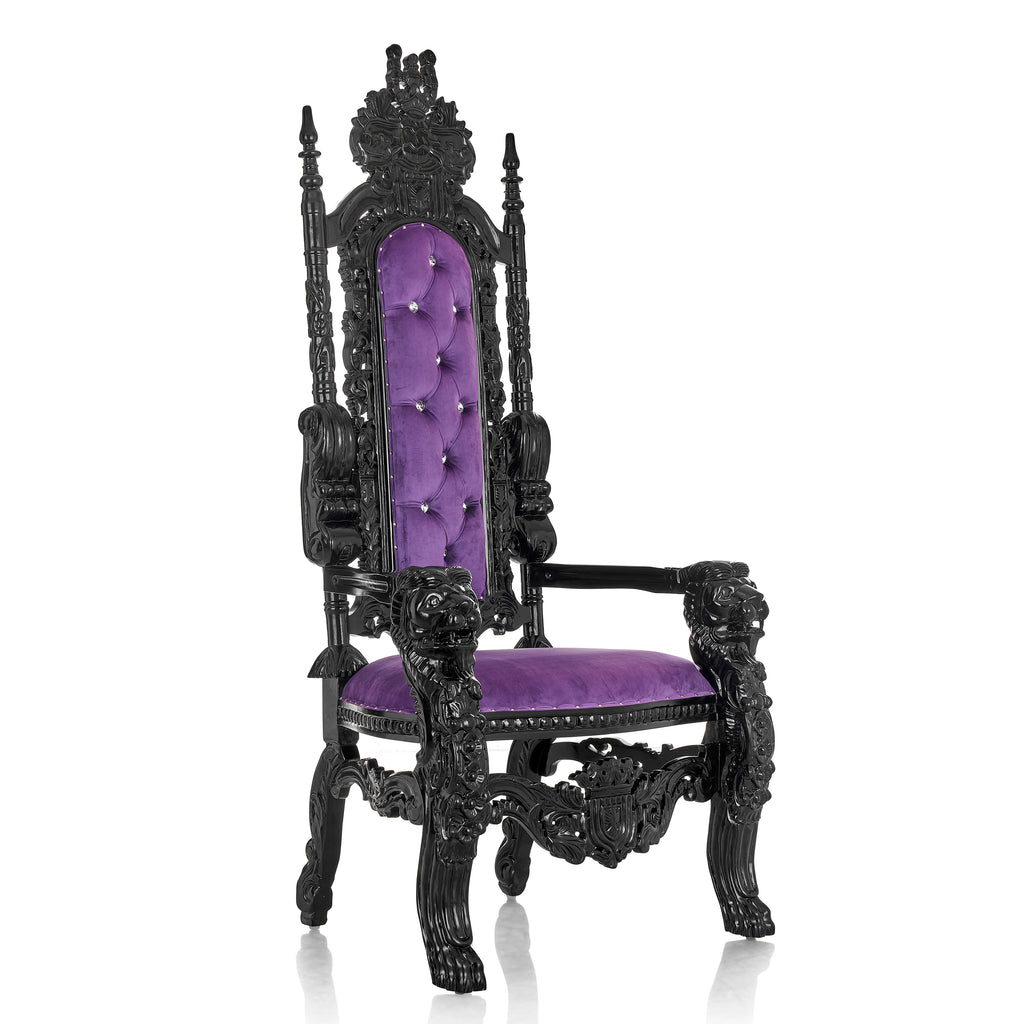 "King David" Lion Throne Chair - Purple Velvet / Black