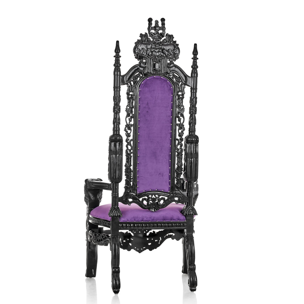 "King David" Lion Throne Chair - Purple Velvet / Black