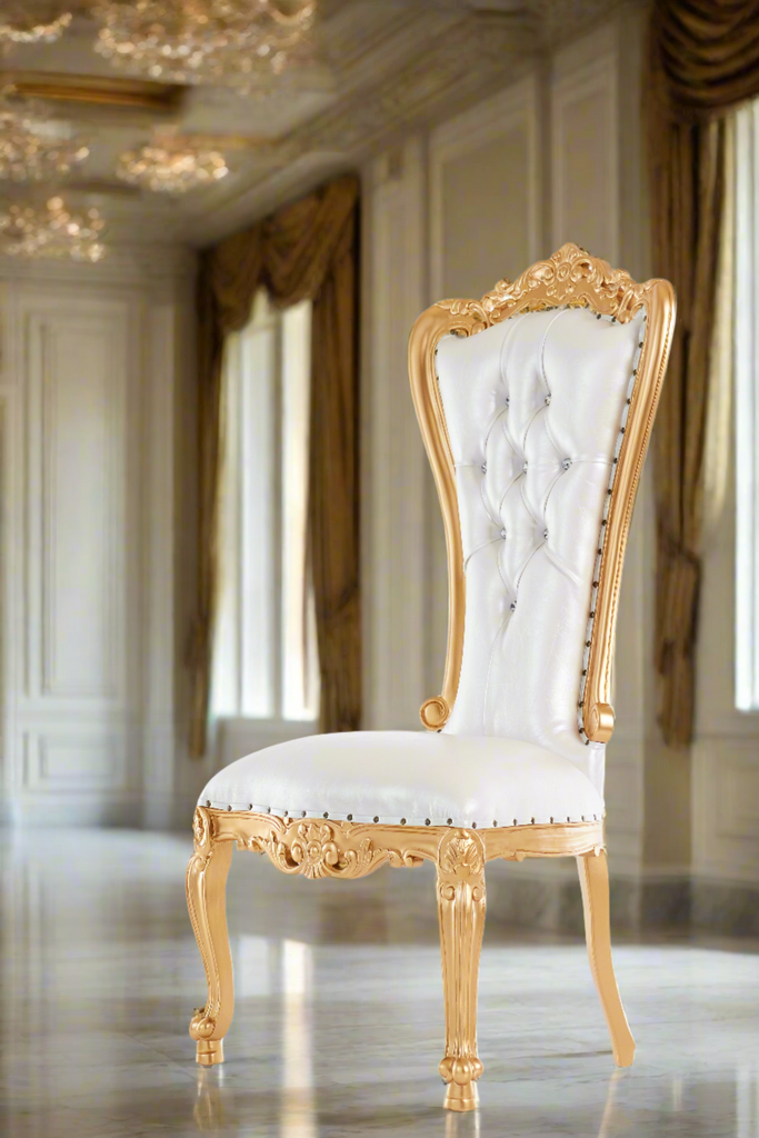 "Valentina" Accent Armless Chair - White / Gold