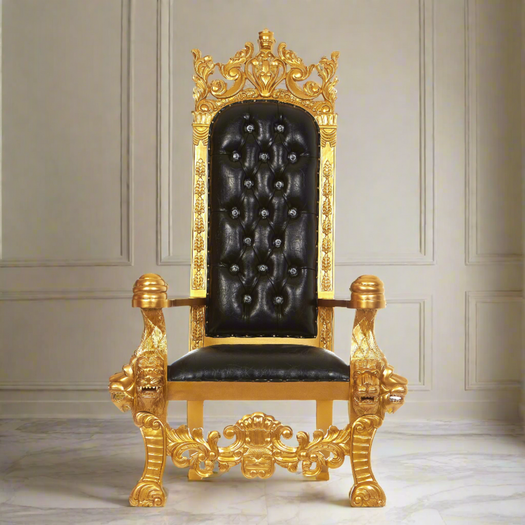 "King Solomon" Royal Throne Chair - Black / Gold
