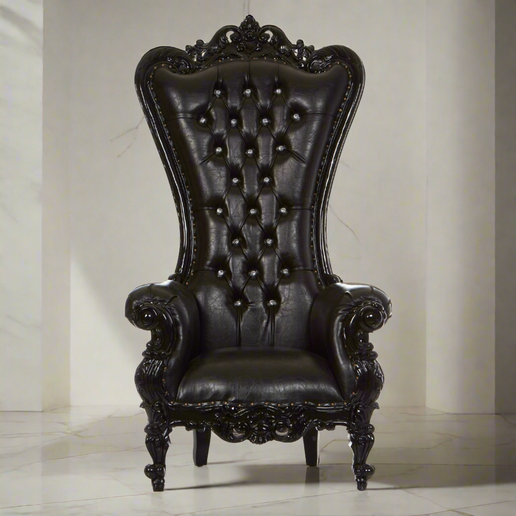 "Queen Tiffany 2.0" Throne Chair - Black / Black