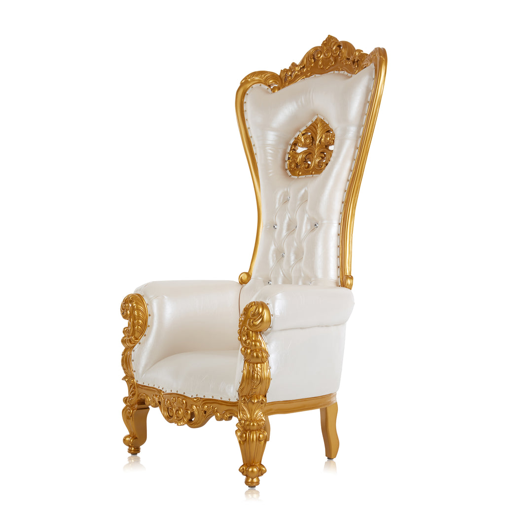 "Flower Crown Tiffany" Throne Chair - White / Gold