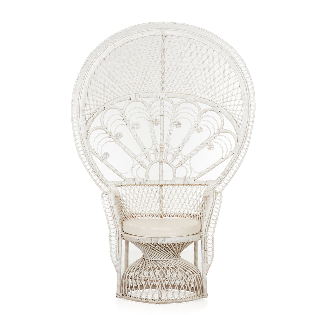 "Peacock 70" Rattan Wicker Chair Style #1 - White
