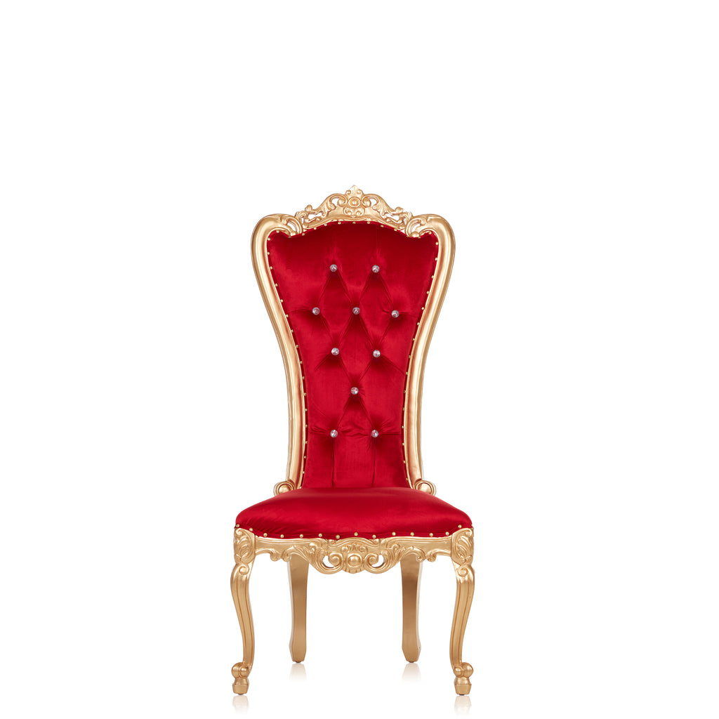 "Valentina" Accent Armless Throne Chair - Red Velvet / Gold