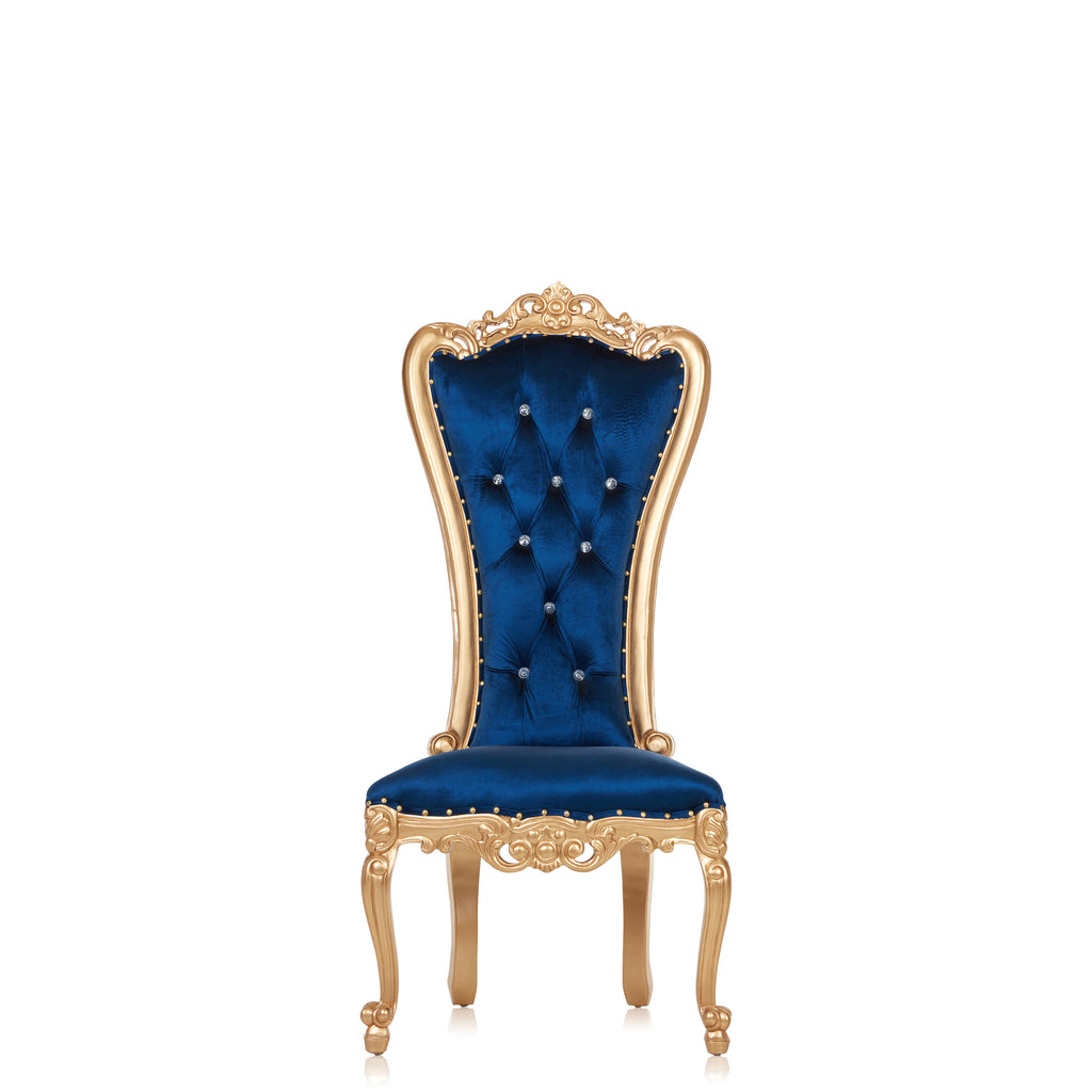 "Valentina" Accent Armless Throne Chair - Royal Blue / Gold